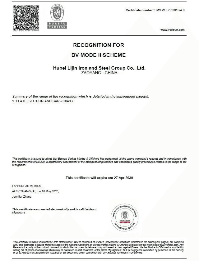 BV Lijin approval certificate scan